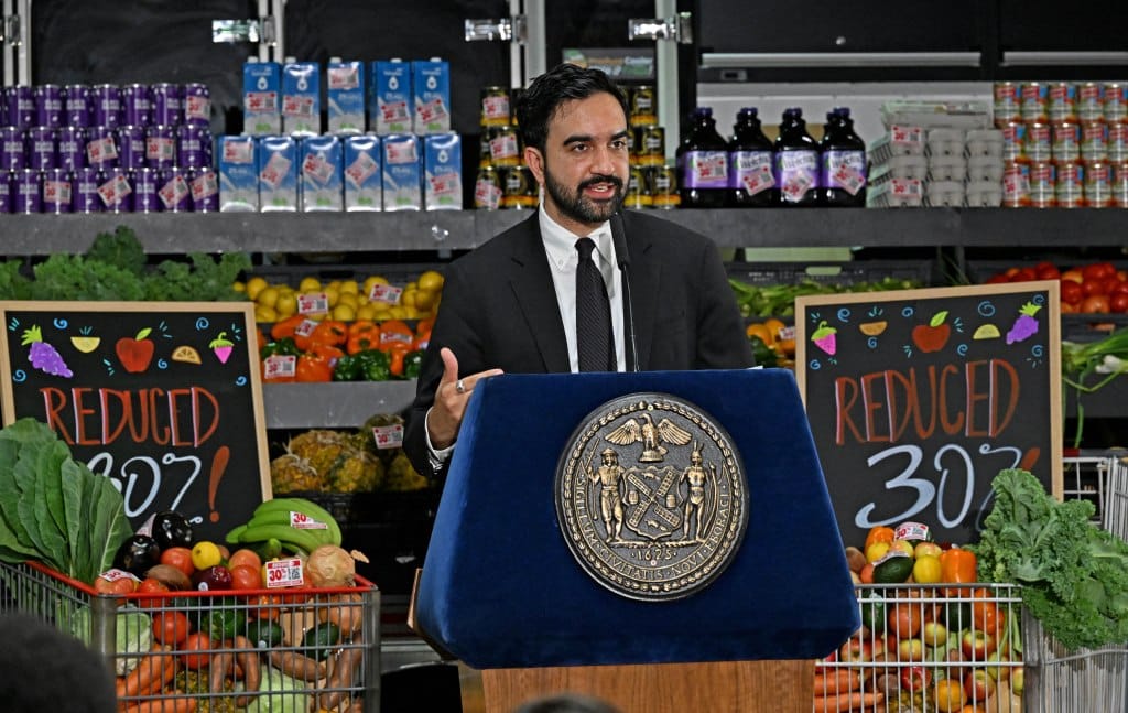 Mayor Mamdani announcing a Request for Proposal (RFP) for discounted food staples in city supermarkets.