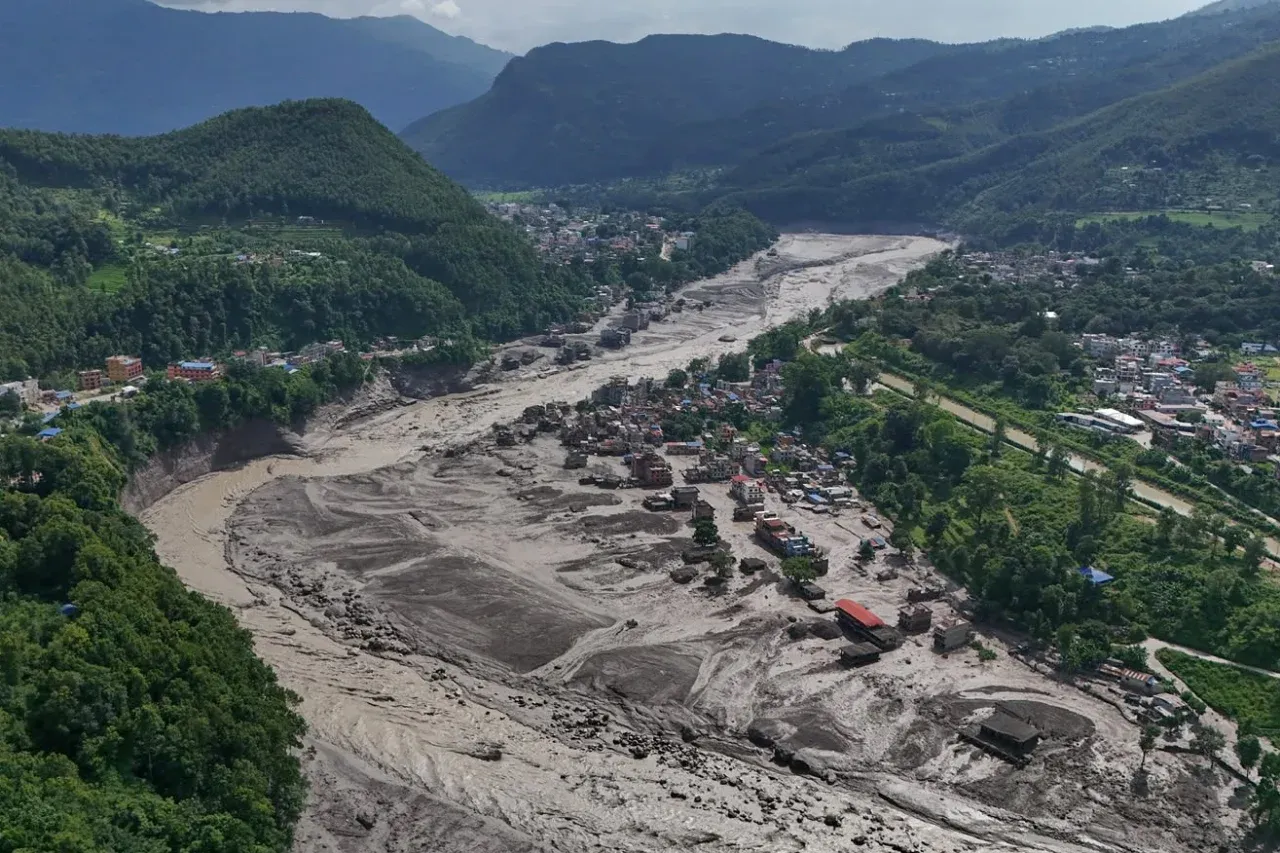 Aftermath of the flash flood along the Bhote Koshi river