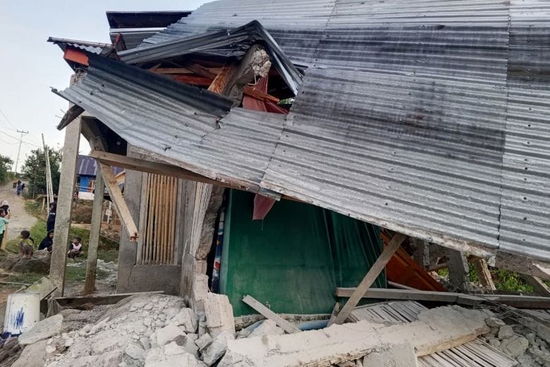 A building is seen damaged following an earthquake in East Manggarai, East Nusa Tenggara province, Indonesia, on August 15, 2026.