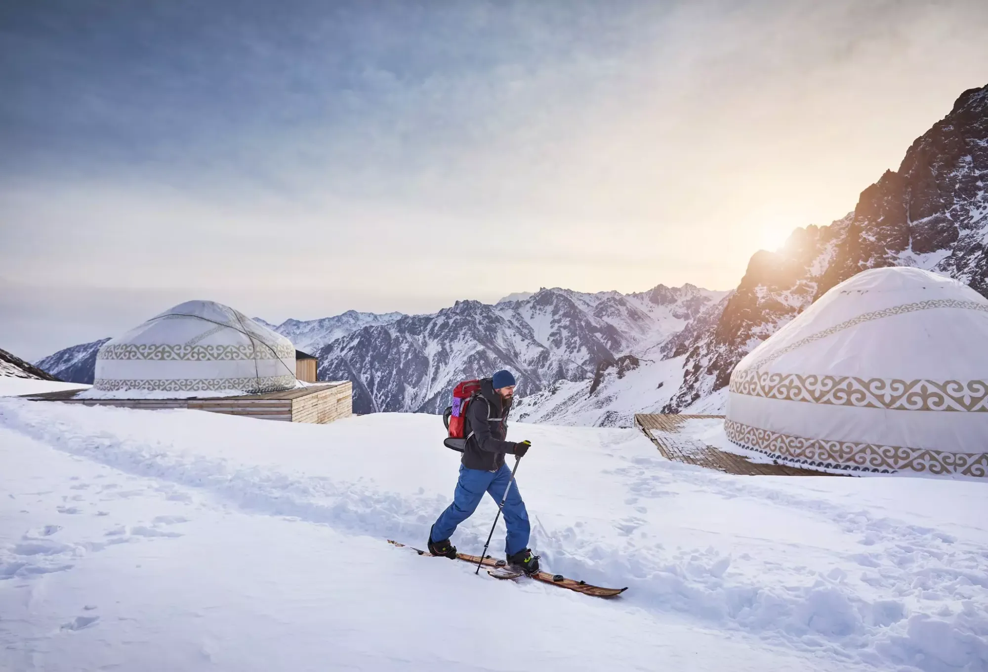 A skier at Shymbulak, Kazakhstan
