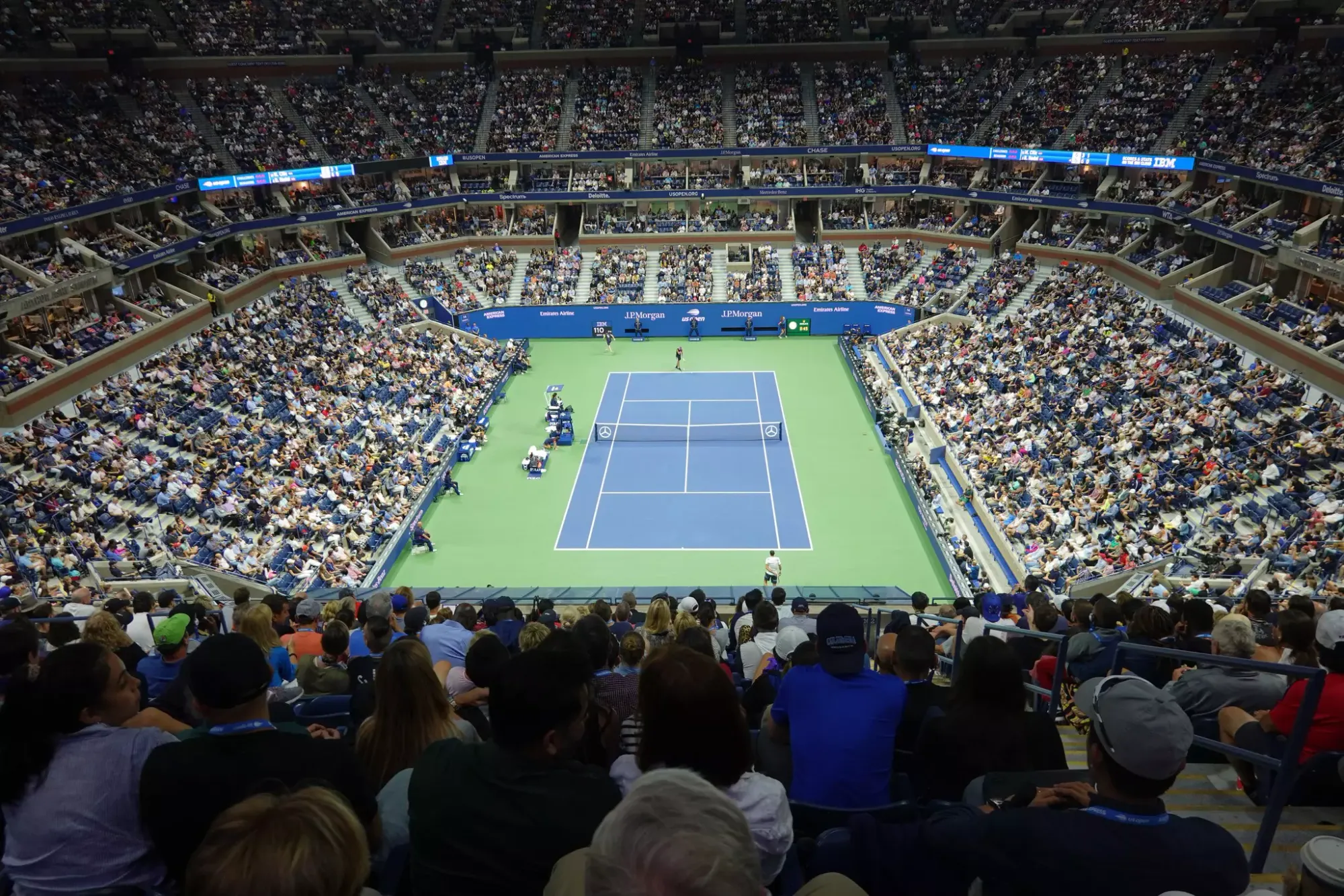 An evening match at Arthur Ashe Stadium