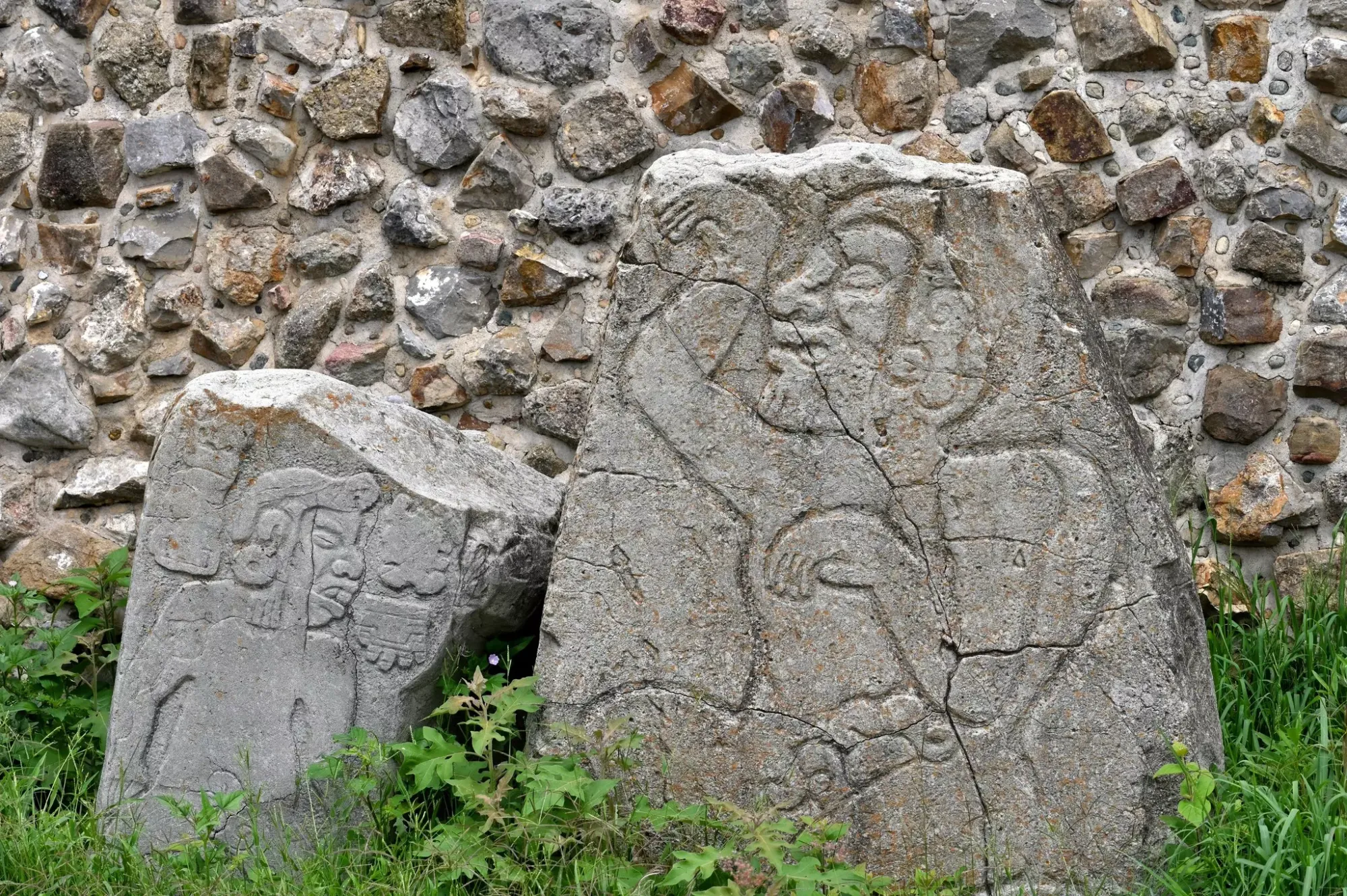 Carvings at Monte Alban, the Zapotec capital, Oaxaca
