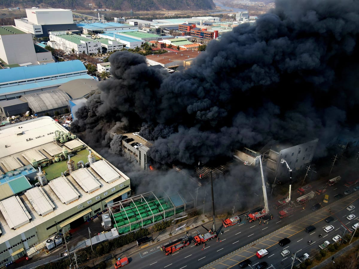 ไฟไหม้โรงงานชิ้นส่วนรถยนต์ในเมืองแทจอน เจ็บ 55 ราย สูญหายอีก 14 คน