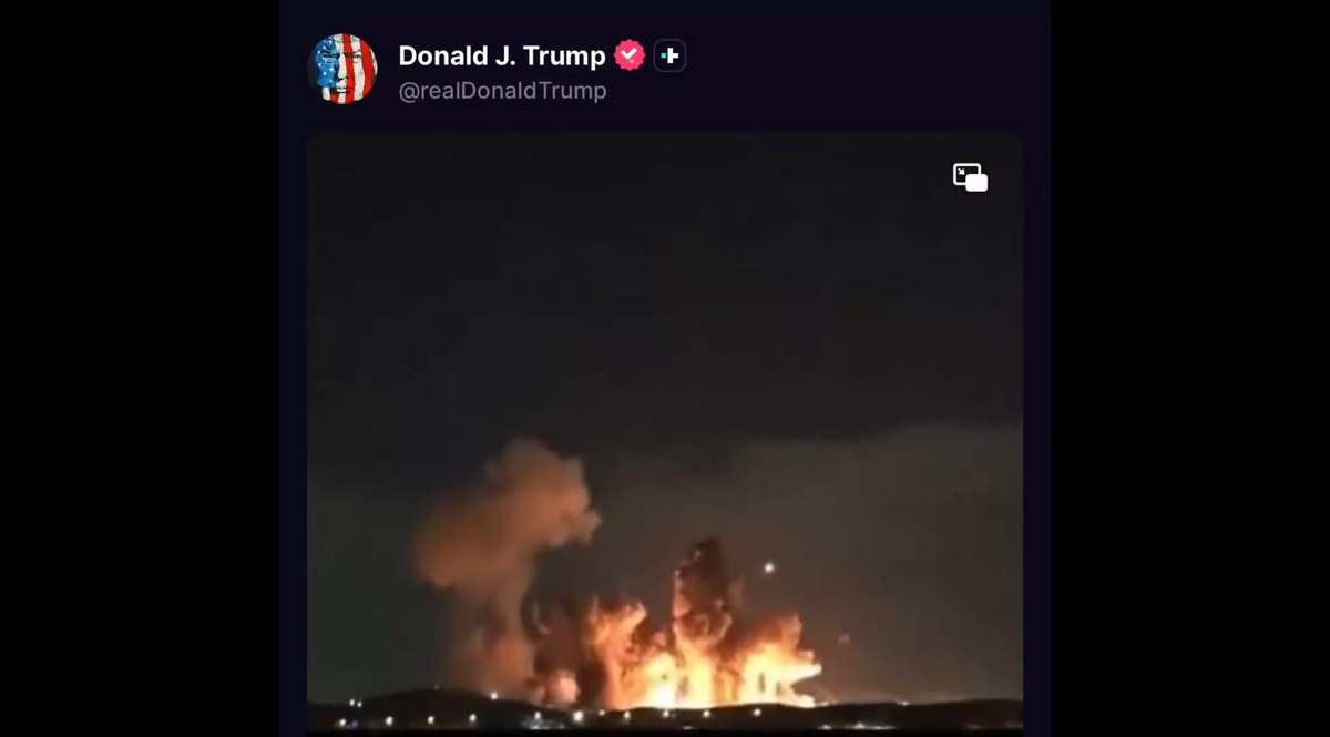 ประธานาธิบดีโดนัลด์ ทรัมป์ แห่งสหรัฐฯ ได้แชร์วิดีโอเหตุระเบิดครั้งใหญ่ในอิหร่าน